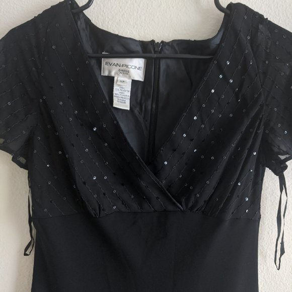 Evan Picone V Neck Night Black Dress 10P - Picture 2 of 8